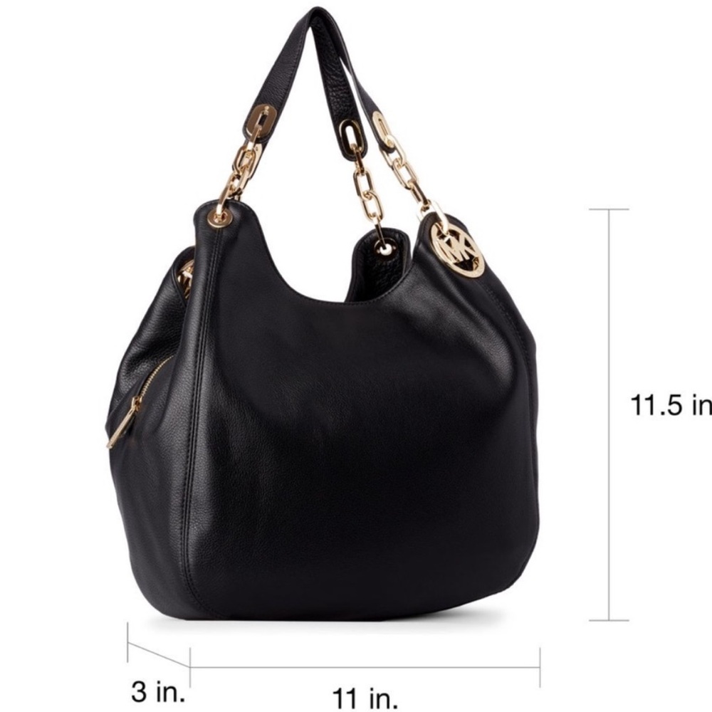 NWT! 🖤 MICHAEL Michael Kors • Fulton Large Leather Shoulder Bag - Black / Gold
